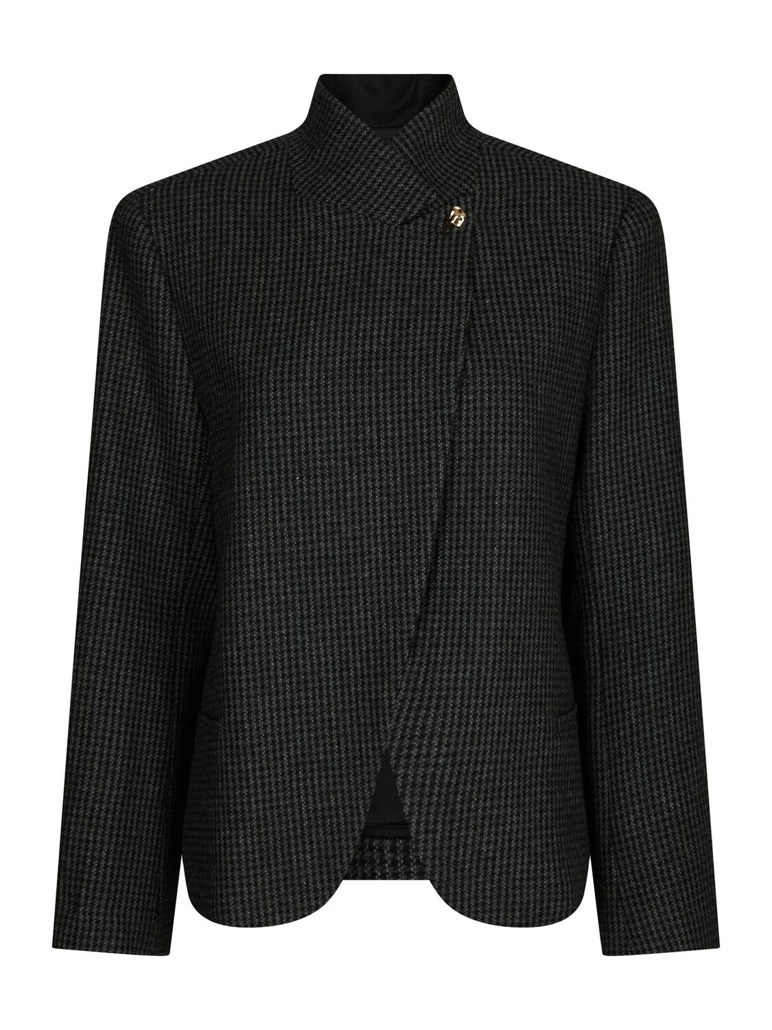 Paria Check figursyet blazer – Dark Grey